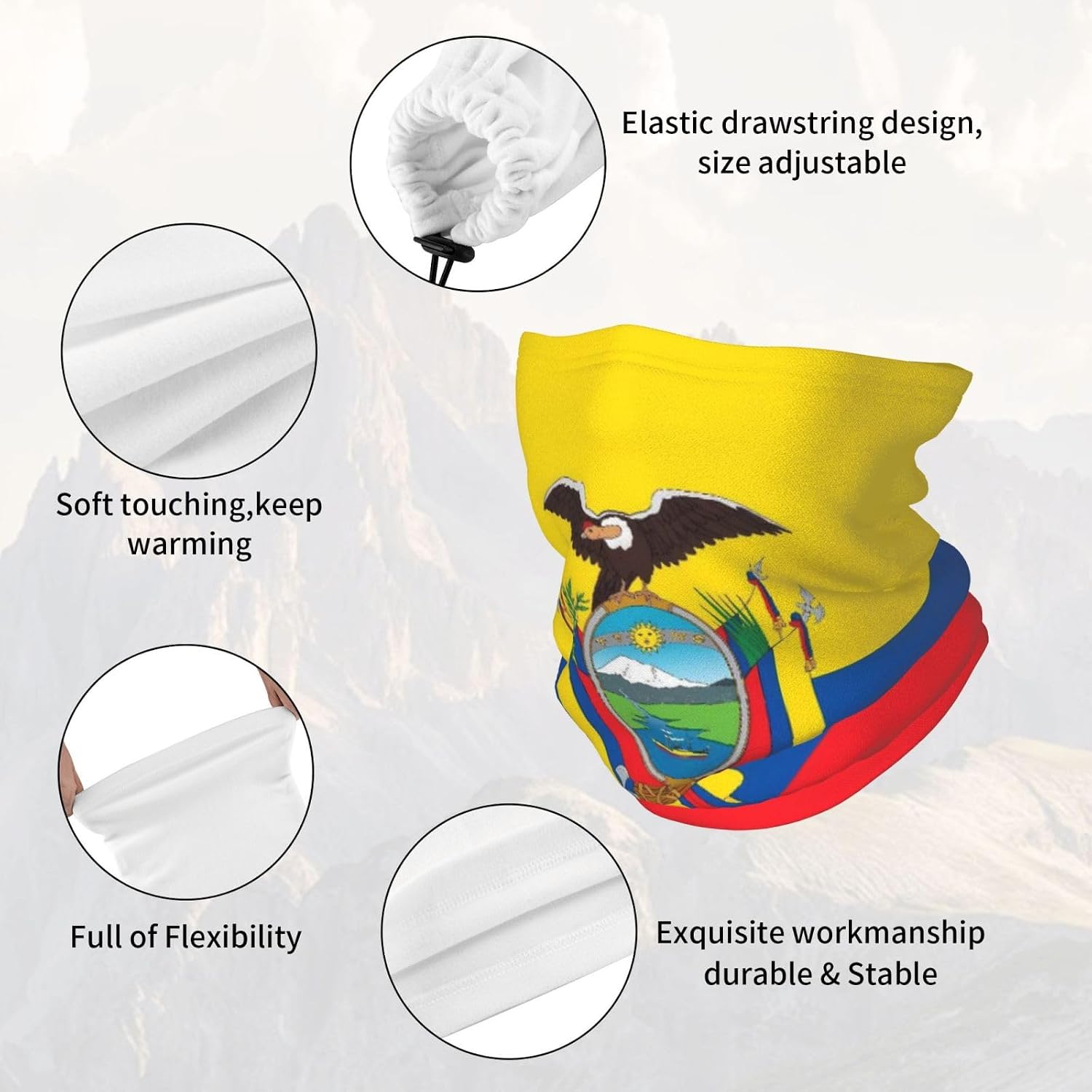 Neck Gaiter for Men Women Winter Neck Warmer with Adjustable Drawstring Patriotic Headwear Face Mask Cover Scarf
