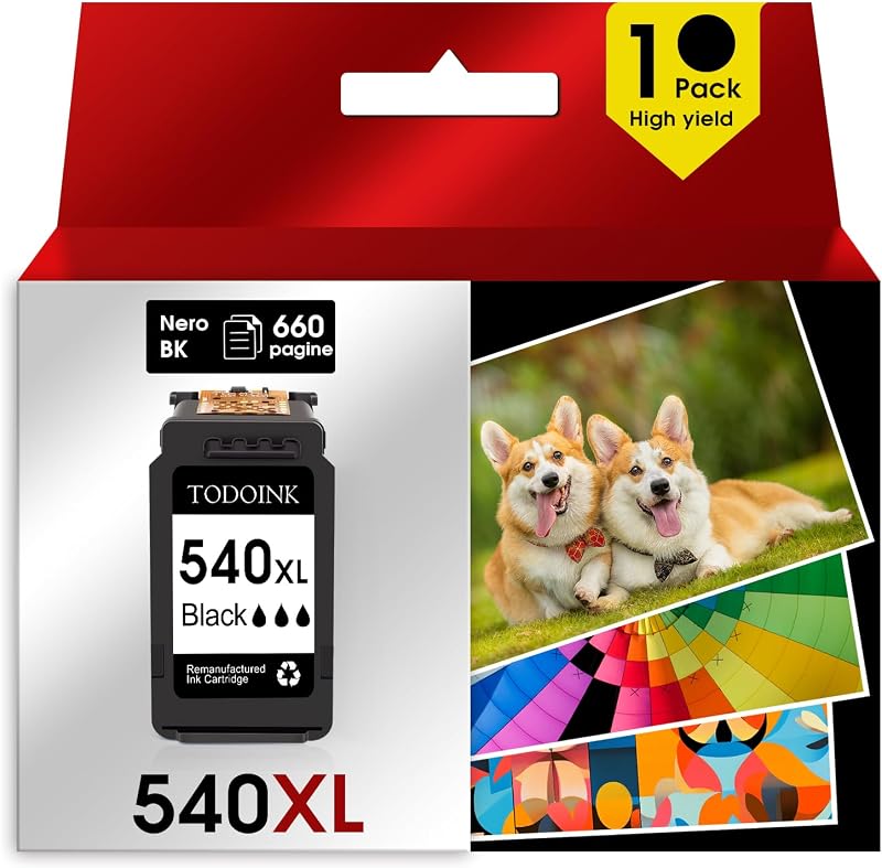 TODOINK PG540XL Nero Cartucce d'inchiostro PG-540XL cartucce 540 nero per canon 540 xl per TS5150 MG3650S TS5151 TS5100 MG3650 MG3600 MG4250 MX475 MX395 MX535 (1 Nero)