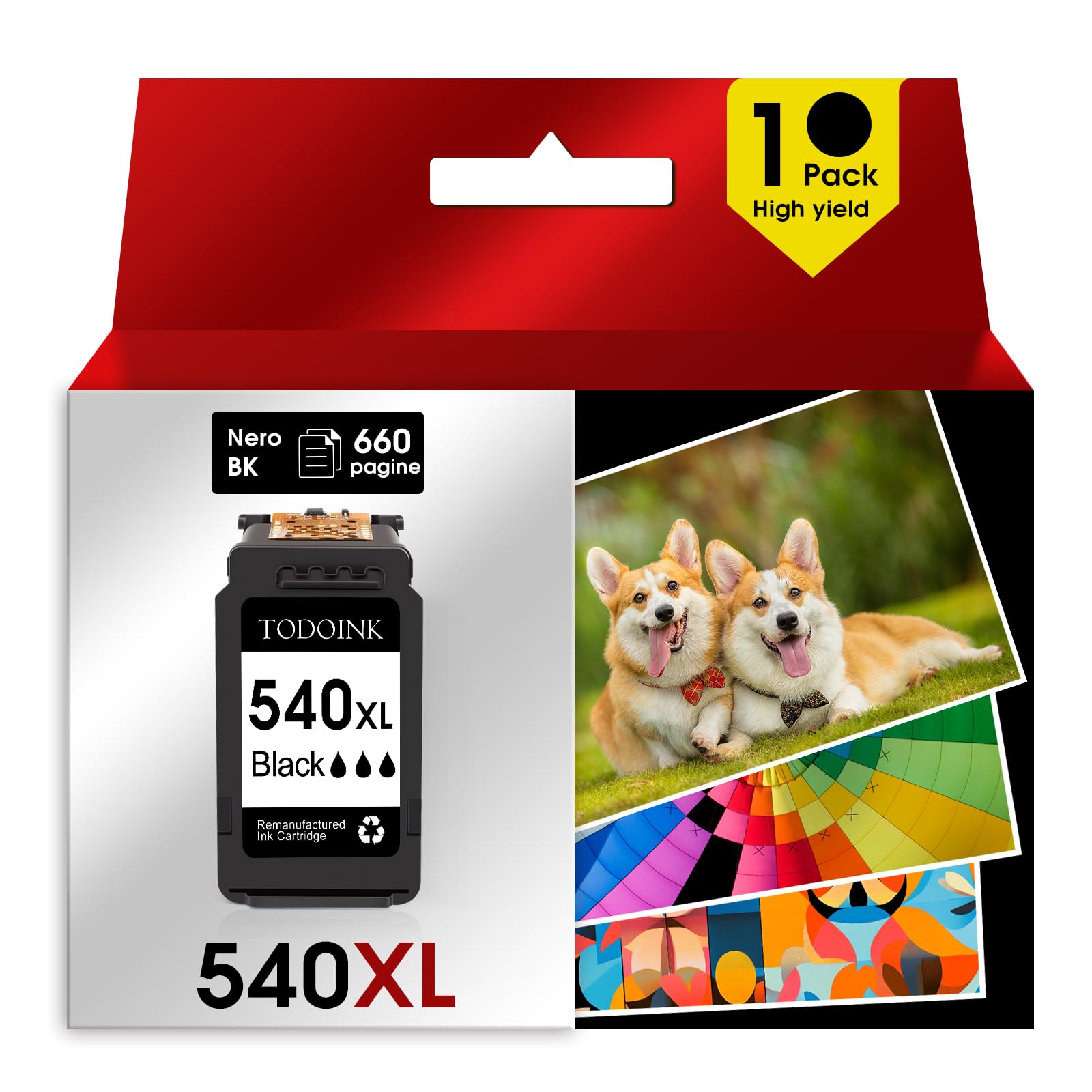 TODOINK PG540XL Nero Cartucce d'inchiostro PG-540XL cartucce 540 nero per canon 540 xl per TS5150 MG3650S TS5151 TS5100 MG3650 MG3600 MG4250 MX475 MX395 MX535 (1 Nero)
