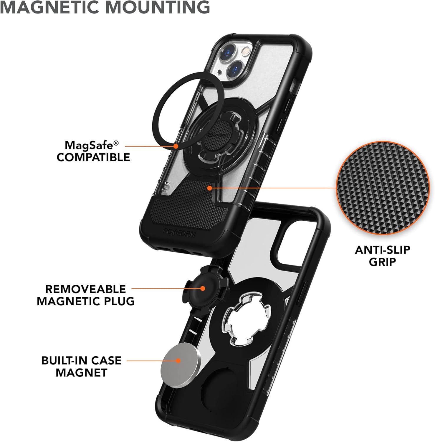 Rokform - iPhone 13 Crystal Case + Motorcycle Perch Phone Mount