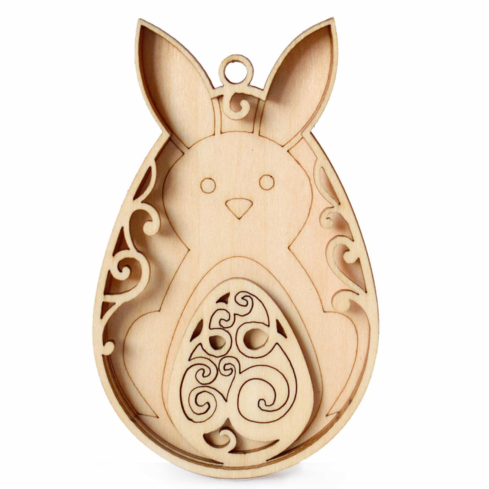 Jazuaiao Unfinished Wood Slices Bunnies Eggs Shape Wood Slices Unfinished Cutouts for Home Decoration Painting Craft Party Supplies