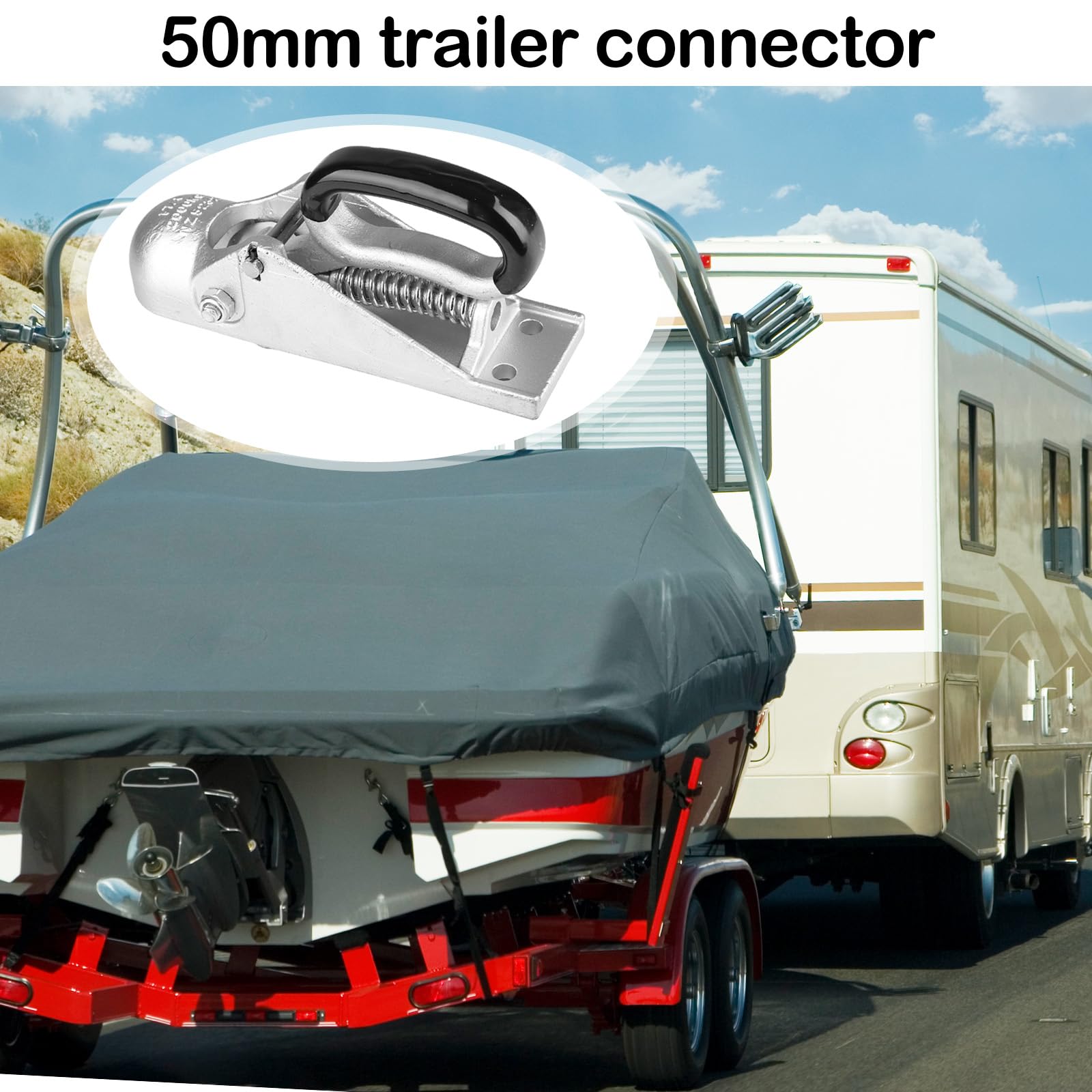 Zugmaul für Anhänger 50 mm, Zugkugelkupplung bis 2000 kg aus Gussstahl Einsteck Kupplung mit Vierkantaufnahme Höhe 70 mm Robustes Zugmaul für PKW, Anhänger & Caravan
