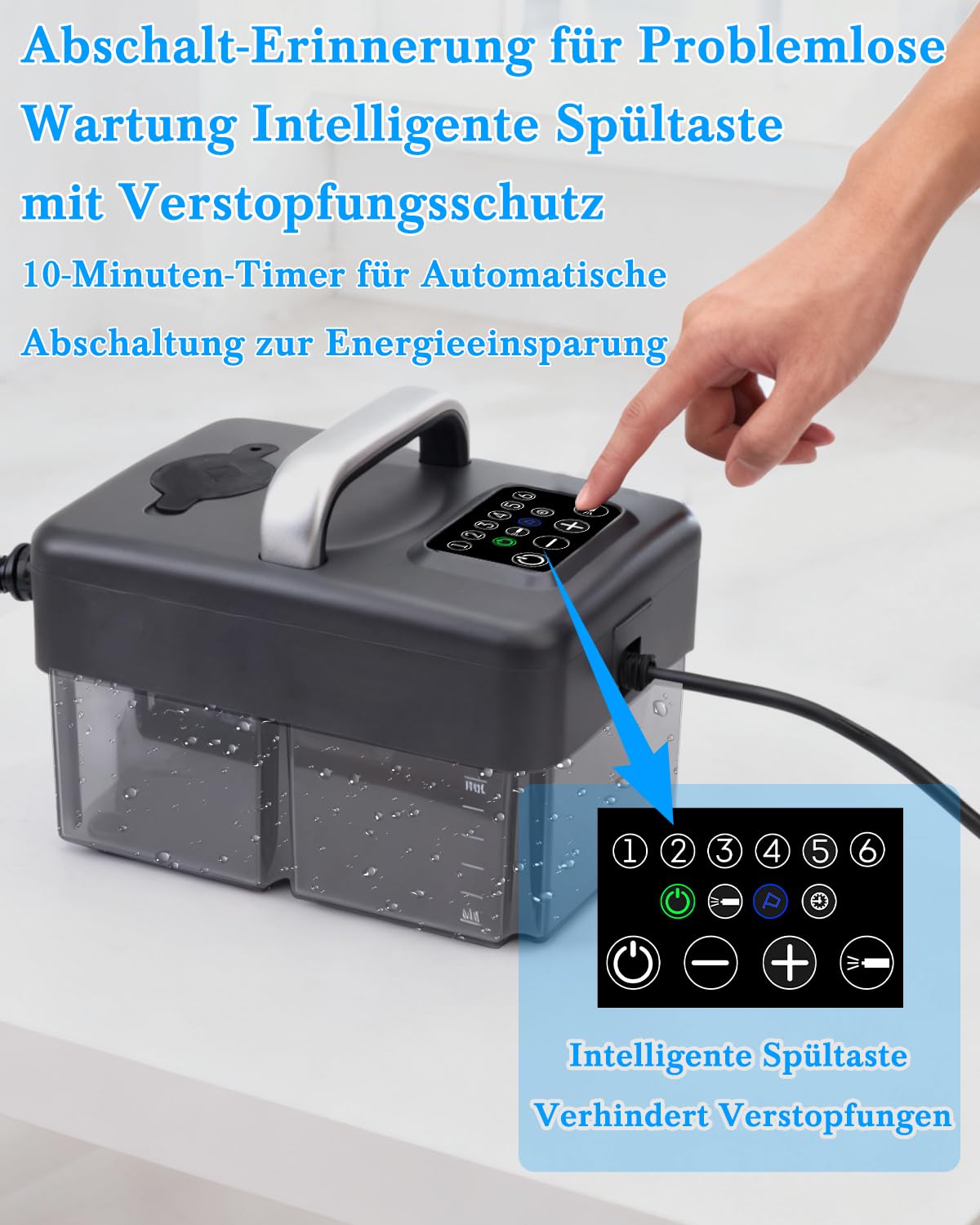 Dampfreiniger Handgerät für Alles - 2500W 6-Stufig Einstellbar, 1,6L Wassertank, 120 °C Dampf, 15s Aufheizzeit, Tragbar mit 10 Zubehörteilen, Dampfreinigung für Boden