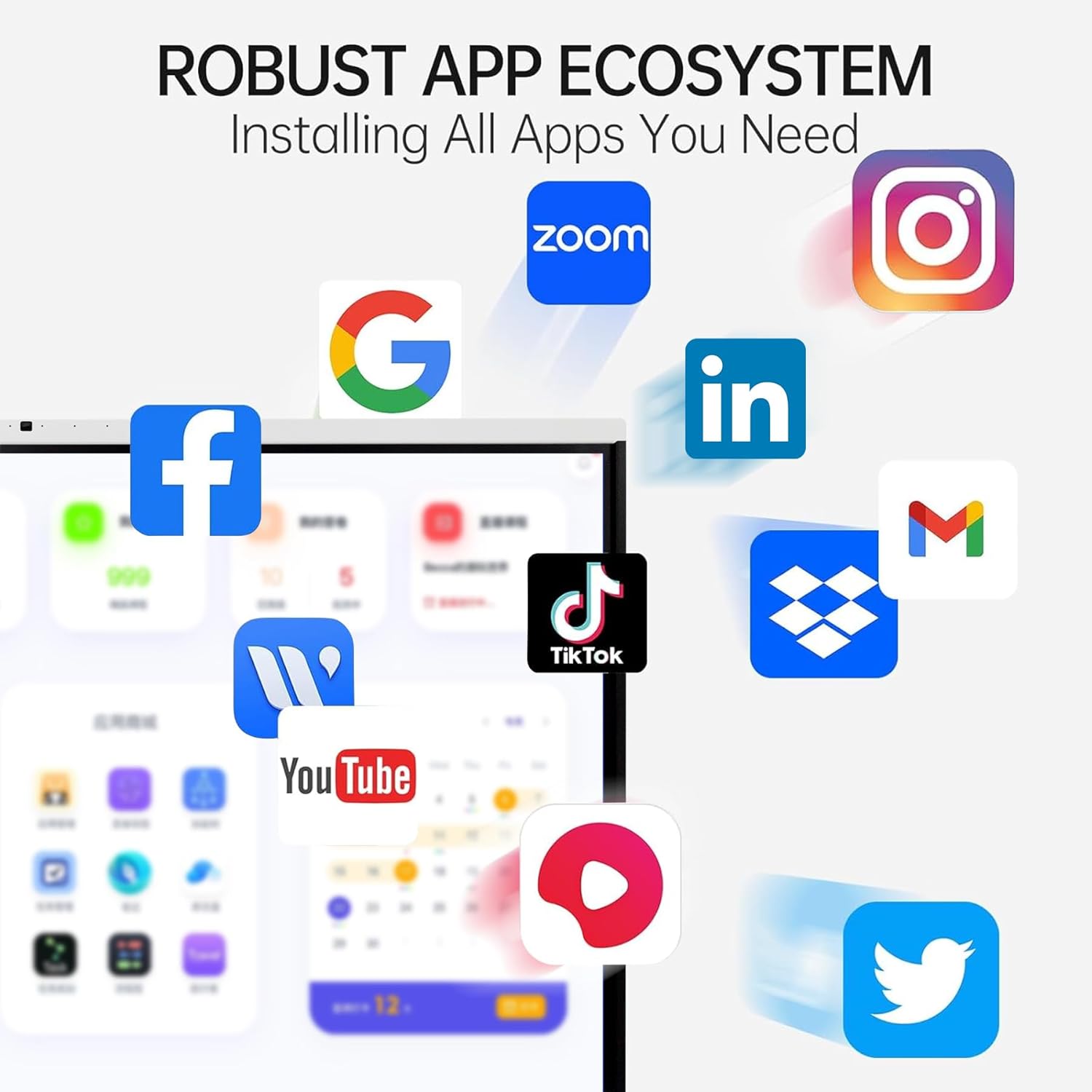 Interactive Smartboard for Presentation Classroom Conference Office Home-65 4K UHD with 48MP Camera,8-Array Microphone,Touchscreen Digital Whiteboard(Wall Mount Included)