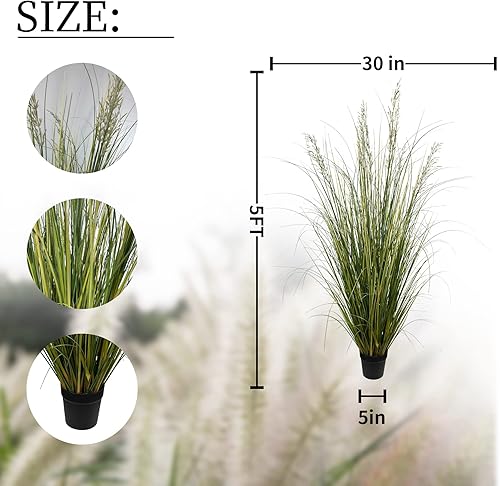 Miniatura 2 de Planta artificial de césped artificial de 5 pies de alto, plantas de imitación para interiores y hogares, plantas artificiales y flores en maceta,