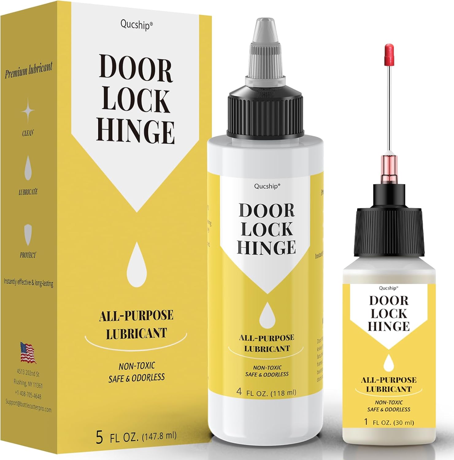 Door Hinge Lubricant kit 4 oz + 1 oz Needle Combo, LongLasting Lock