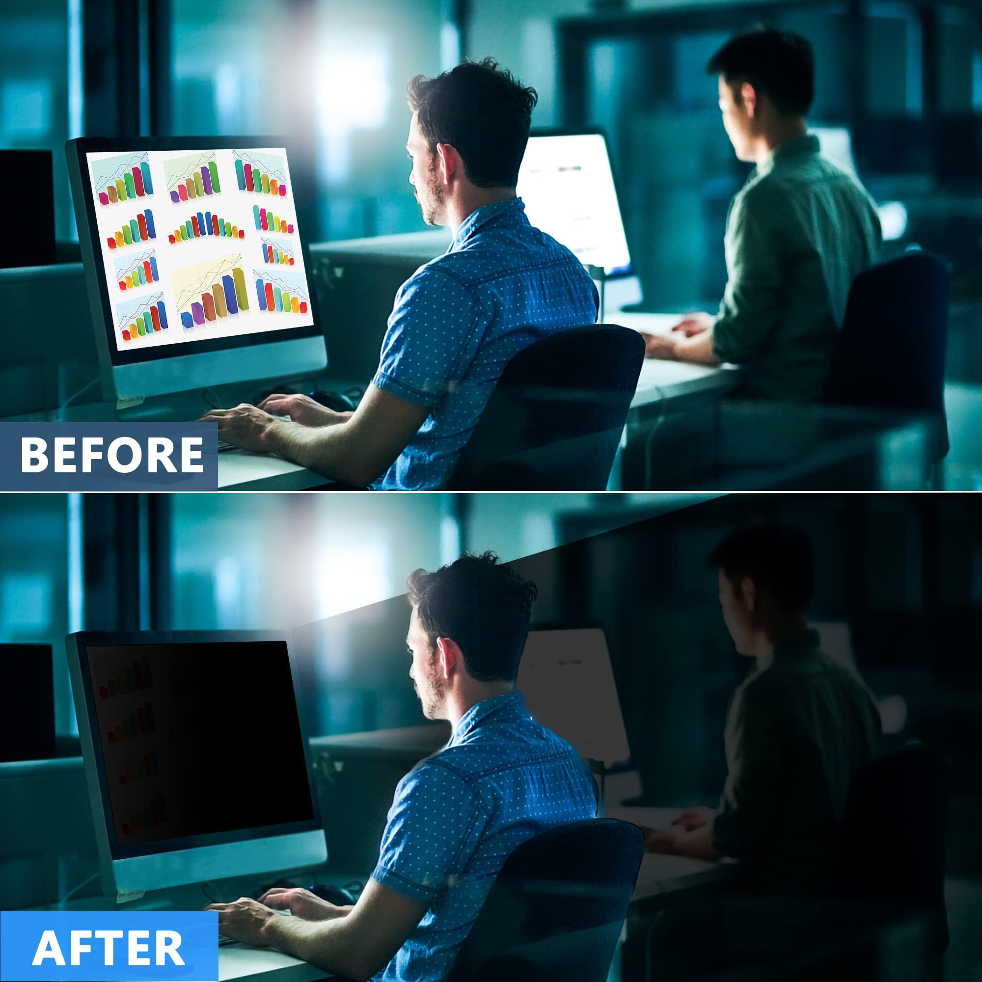 Filtro schermo privacy per computer da 24 pollici per monitor widescreen 16:9, schermo per privacy rimovibile e protezione antiriflesso