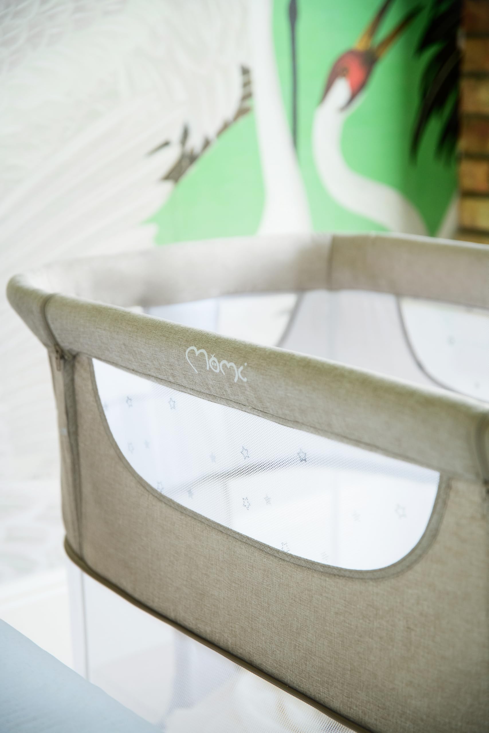Momi Lettino multifunzione SMART BED 4-in-1, lettino co-sleeping e box, per bambini fino a 15 kg di peso, con altezza regolabile a 5 livelli, con materassino, cinghie di fissaggio e rotelle