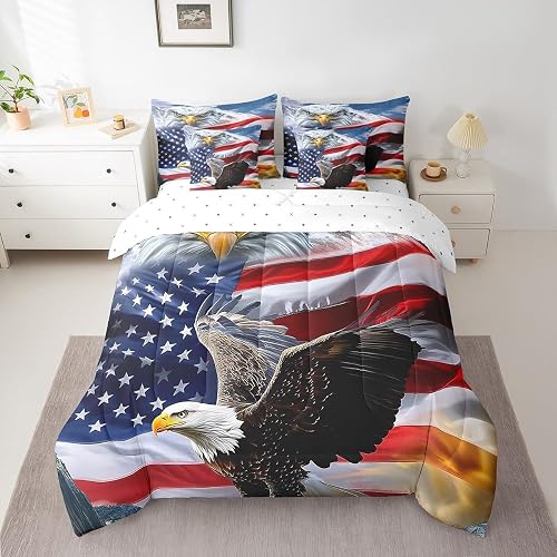 jejeloiu Eagle Comforter Set with Sheets 7 Piece Twin Size