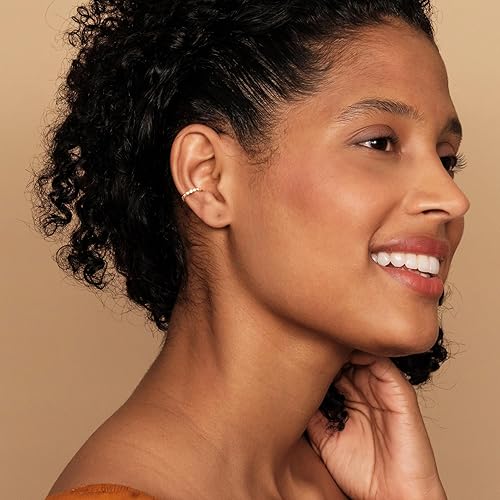 Miniatura 4 de PAVOI Aretes de plata de ley 925 chapados en oro de 14 quilates con circonita cúbica brillantes y redondos, aretes de oro para mujer Clip