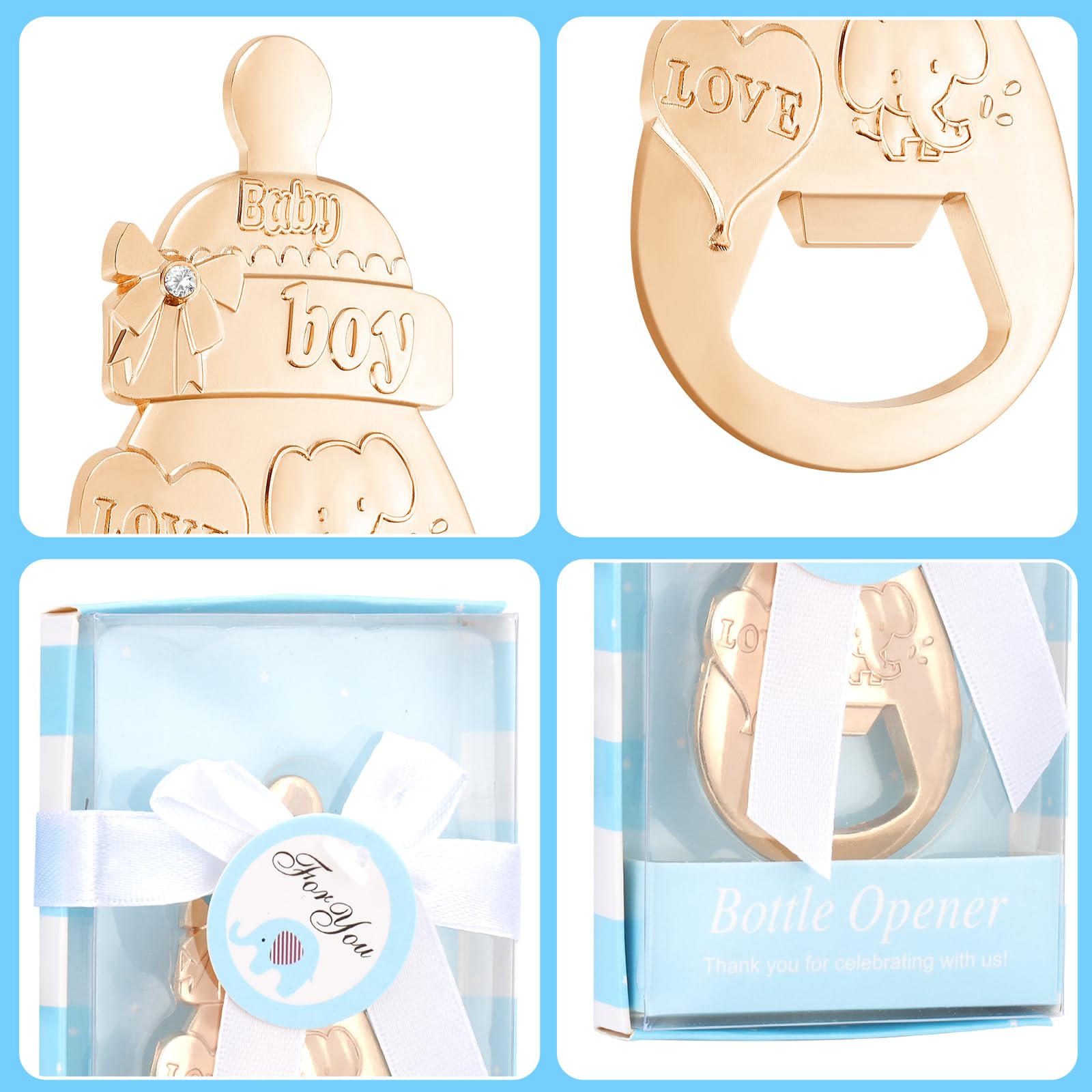 24 opakowania niebieski otwieracz do butelek na baby shower upominki dla gości – projekt butelki dla niemowląt, prezenty zwrotne dla chłopca, upominki ślubne, dekoracje imprezowe
