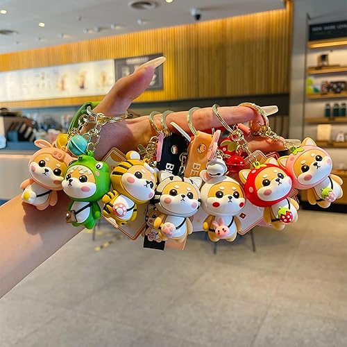 Miniatura 4 de BEXOA Lindo llavero Kawaii Anime Llaveros Accesorios, Shiba Inu Bolso Encantos de Carro de Dibujos Animados Llavero para Niña Mujer