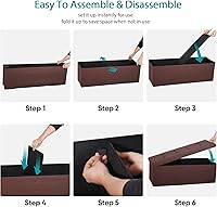 Vista 6 de ZENY Banco otomano plegable de almacenamiento de 43.3 pulgadas, reposapiés con asiento acolchado de espuma, ideal para dormitorio, entrada y sala