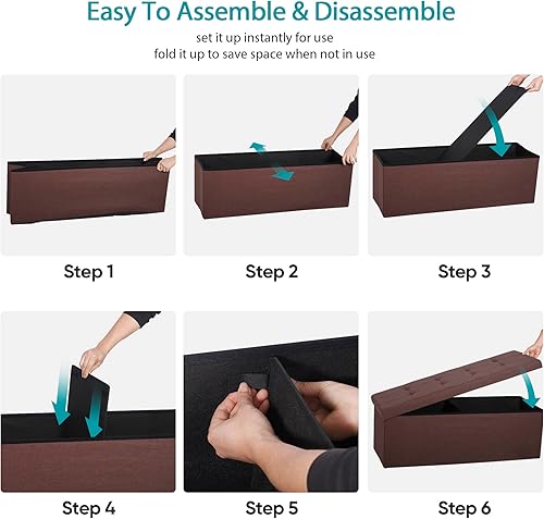 Miniatura 6 de ZENY Banco otomano de almacenamiento plegable de 433 pulgadas con asiento acolchado de espuma ideal para dormitorio entrada y sala de estar soporta