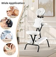 Vista 8 de Giantex Silla de masaje portátil ligera para viajes, silla de tatuaje spa con bolsa de transporte (blanca)