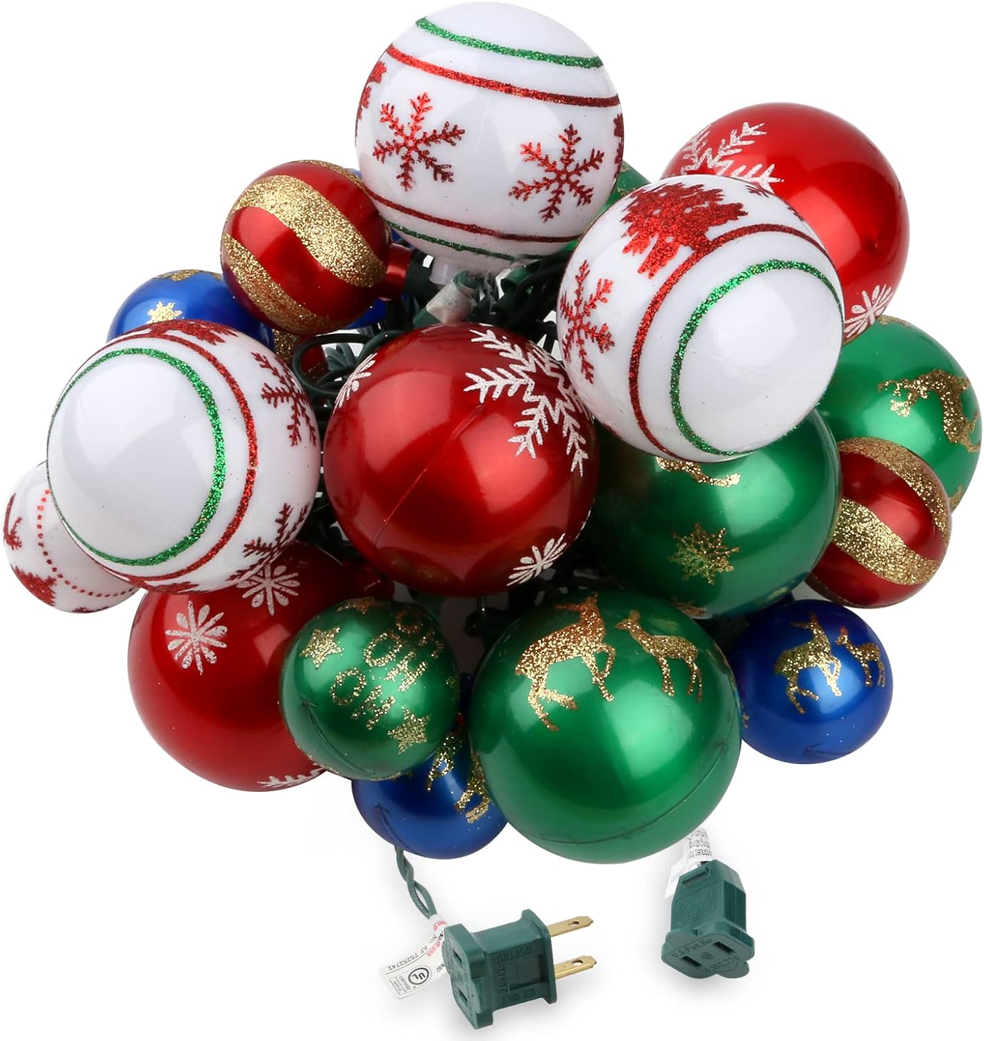 itayak Christmas Ball Ornament Lights, 28ft 25 Bulbs Tree String Lights, Indoor Plug-in Expandable Wire for Holiday Party