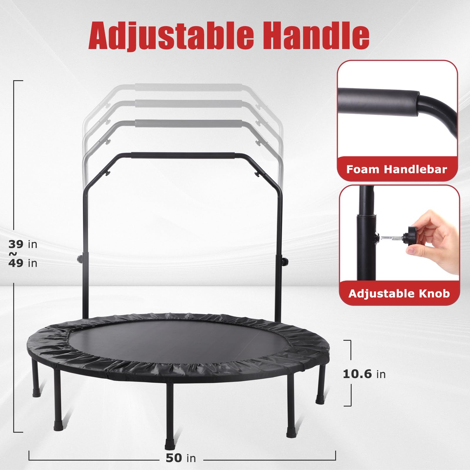 Trampoline Extérieur Pliable Avec Poignée Réglable - Jusqu'à 150 Kg - Hexagonal 107x91 Cm - Idéal Fitness Maison Et Jardin