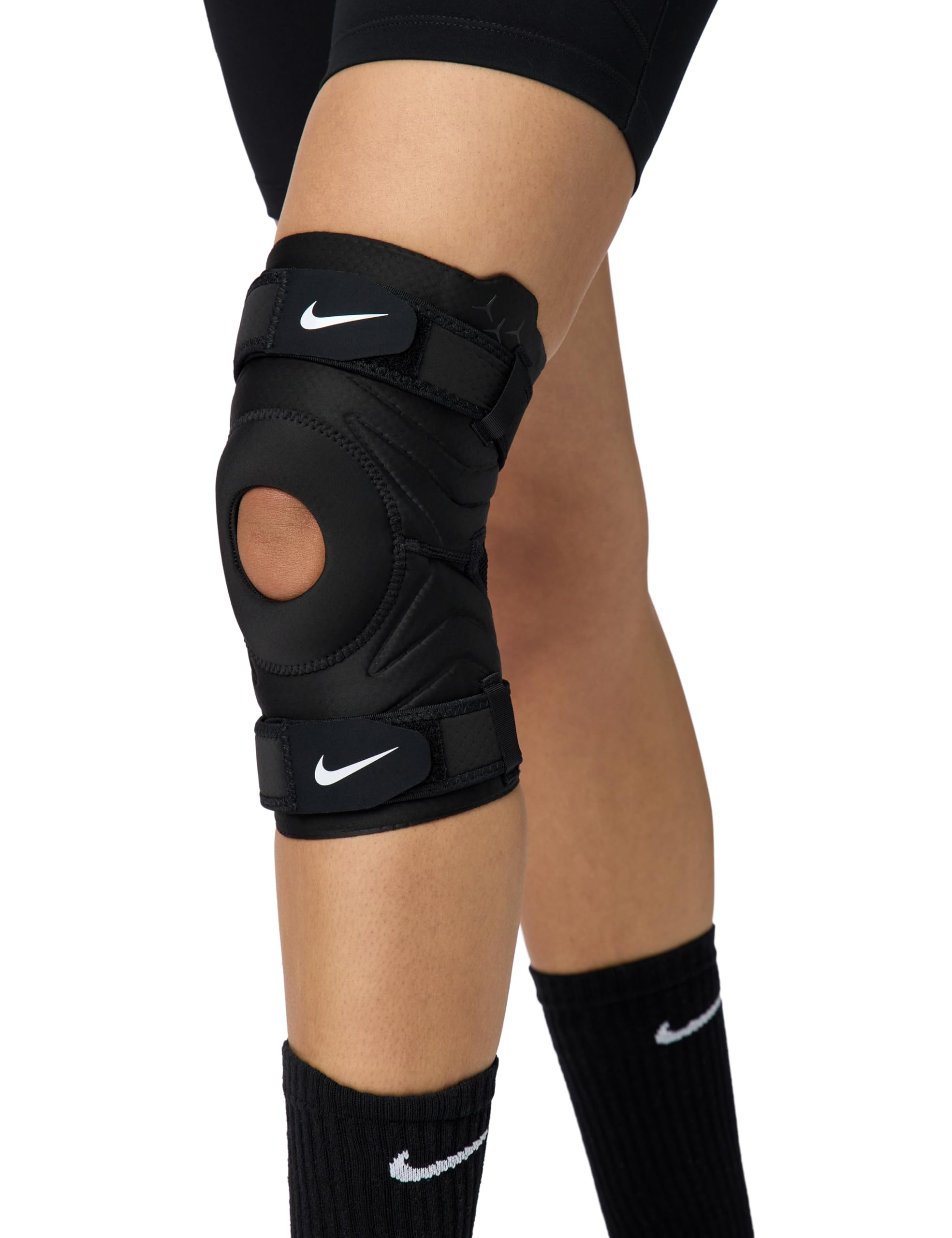NIKE PRO OPEN KNEE STRAP SLEEVE BLACK/WHITE S
