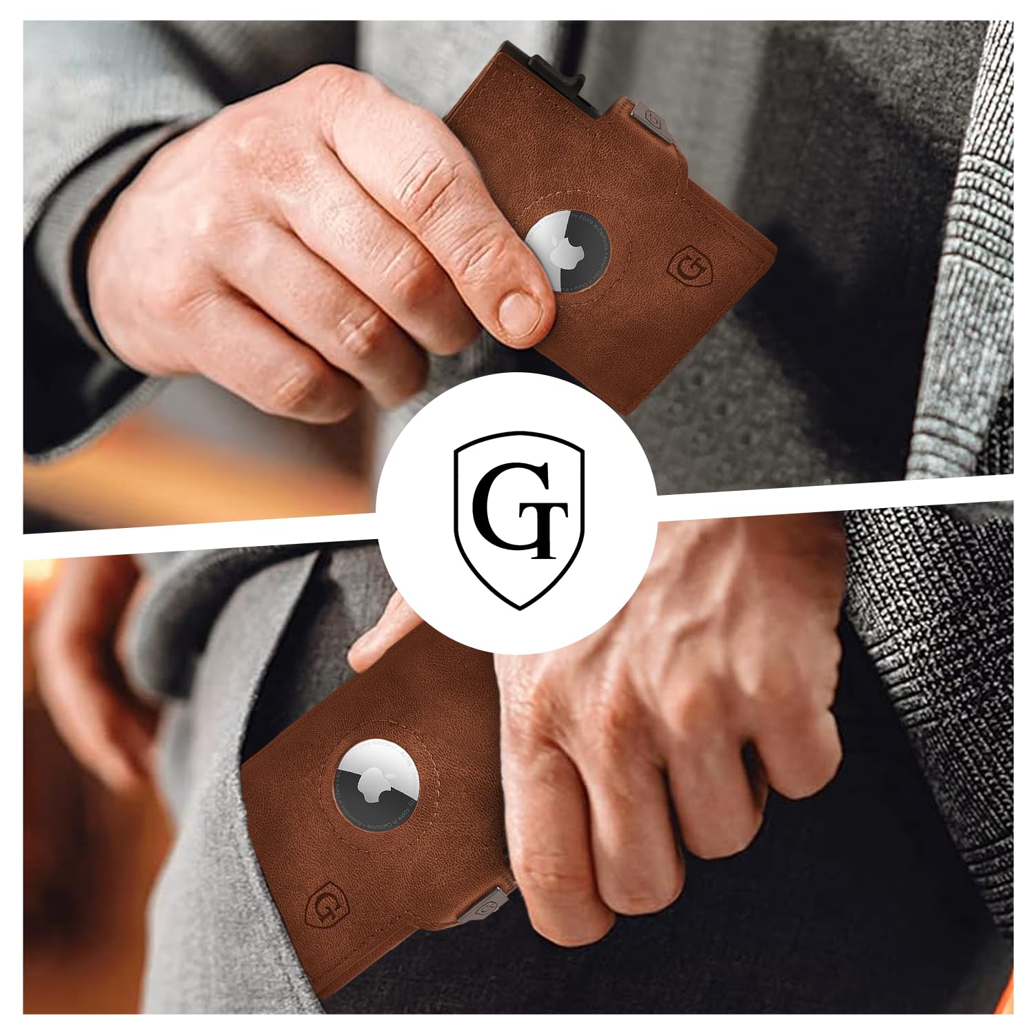 GenTo SMARTLET Push - portfel z kieszenią na monety - metalowe etui - Slim Wallet - sprawdzona ochrona RFID NFC - mały portfel - cienkie wąskie etui na karty, ciemnobrązowy, matowy., SMARTLET PUSH II