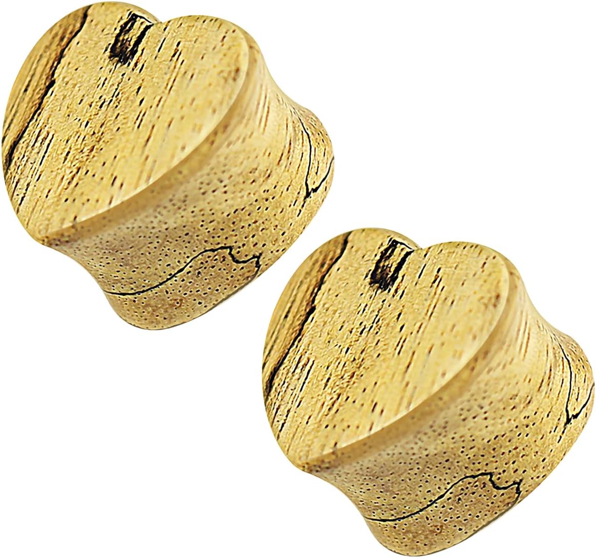 Flat Heart Tamarind Natural Wood Double Flared Gauge Ear Stretcher Saddle Plug Body Piercing Jewelry