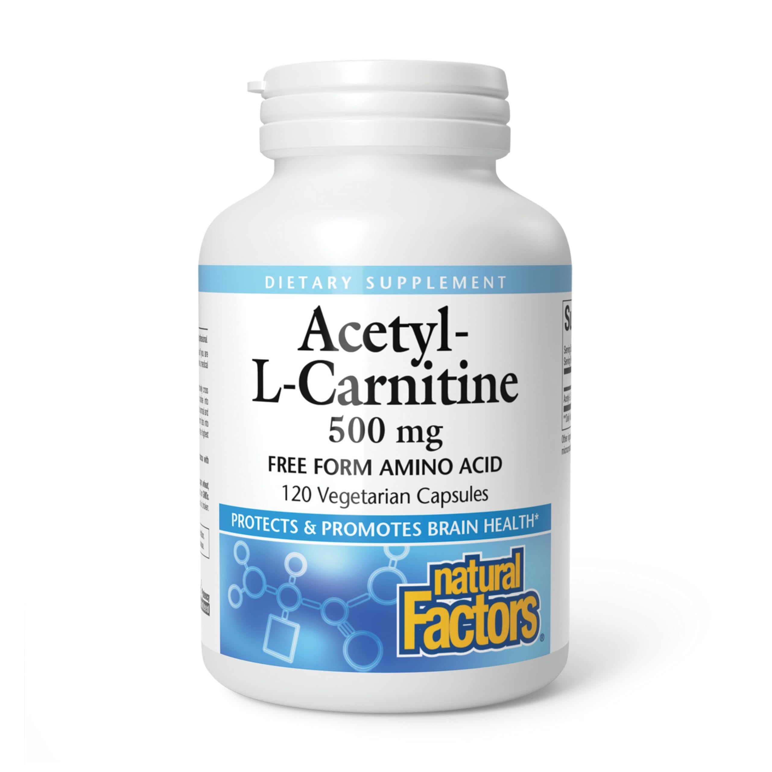 Natural Factors, Acetyl L-Carnitine 500 mg, Promotes a Healthy Memory, Concentration and Brain Function, 120 capsules (60 servings)
