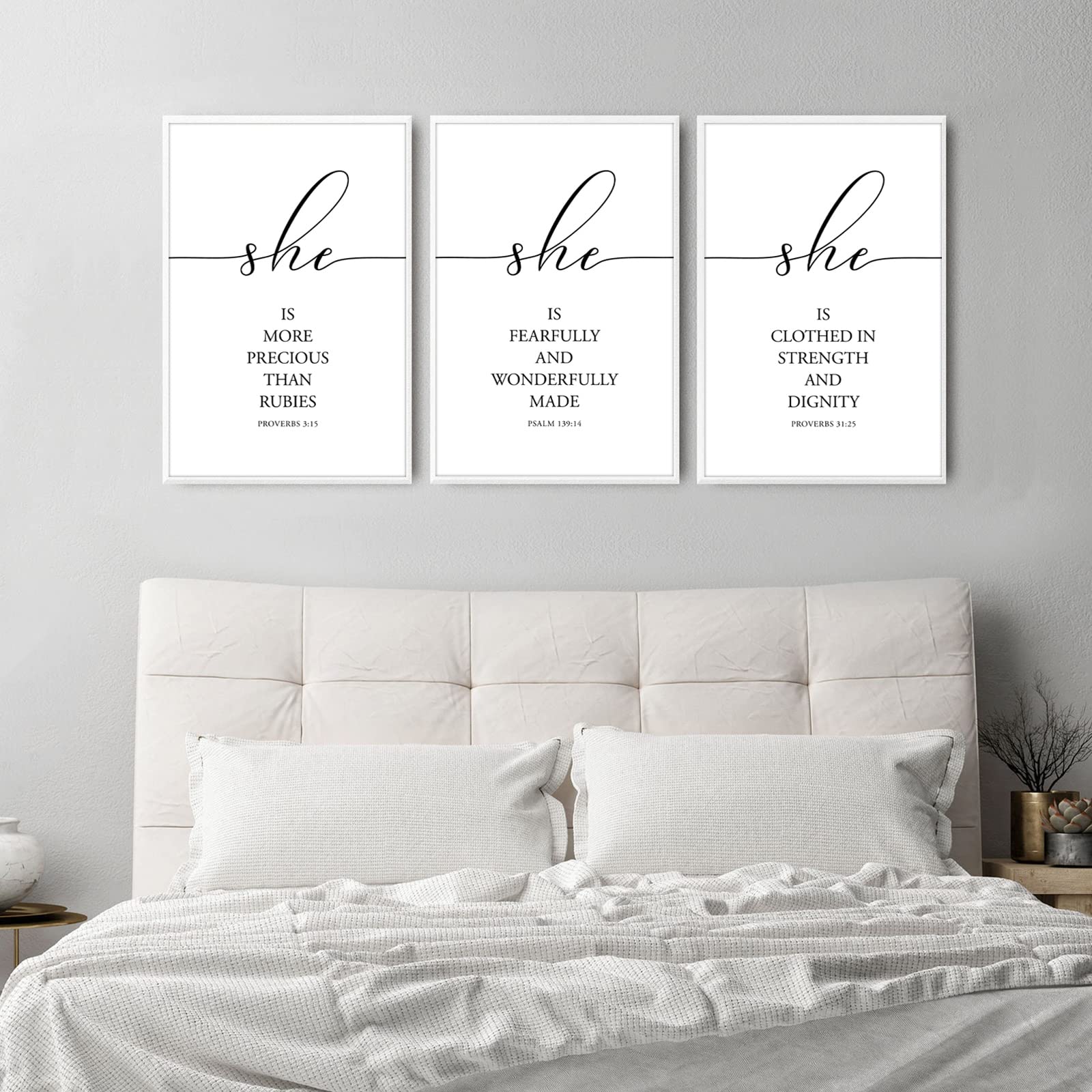 Christian Wall Art Scripture Wall Decor Office Wall Art for Women Christian Art Wall Decor Motivational Wall Decor Bible Quote Wall Decor Scripture Wall Art Christian Posters 16x24 Inchx3 Unframed