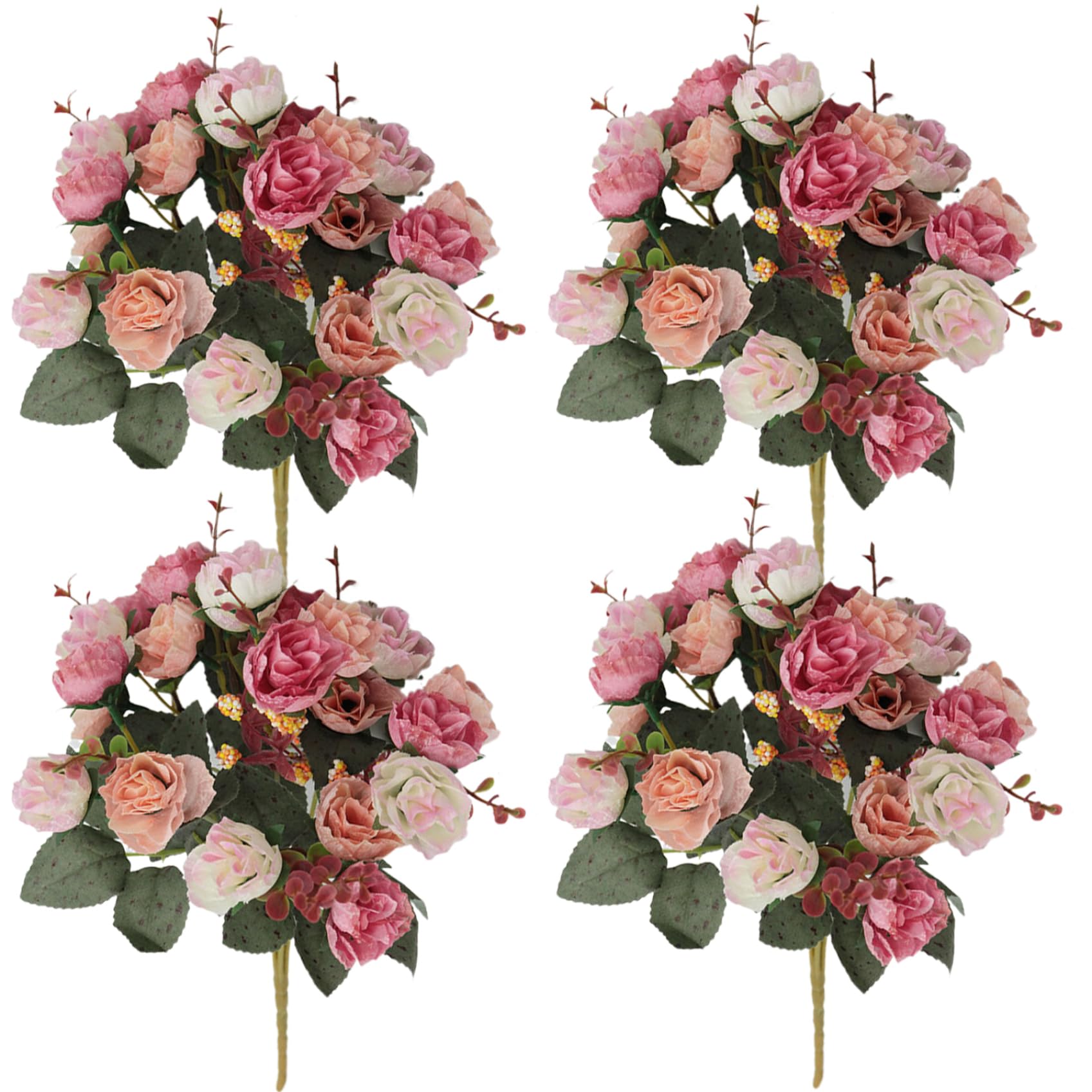 Fleurs en soie diamant roses artificielles avec tige pour bouquet durable sans entretien
