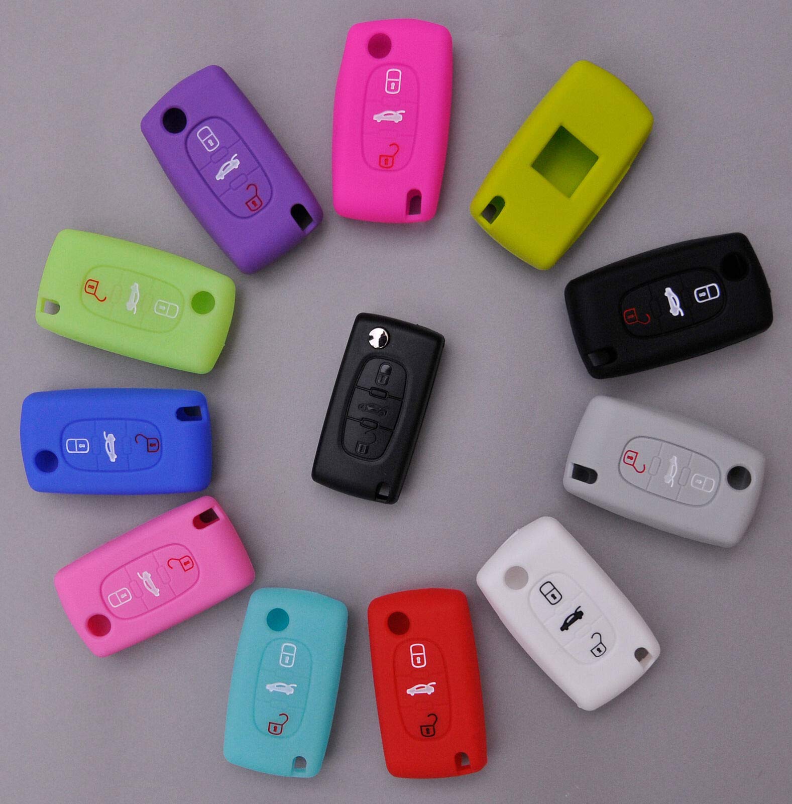 OGGIPRO 2 pulsanti Cover Chiave Compatibile CE0536 Chiave a Patta Pieghevole per Peugeot 207 307 308 407 408 3008 5008 Citroen C2 C3 C4 C5 C6 C8 (2 Pulsanti, CE0536