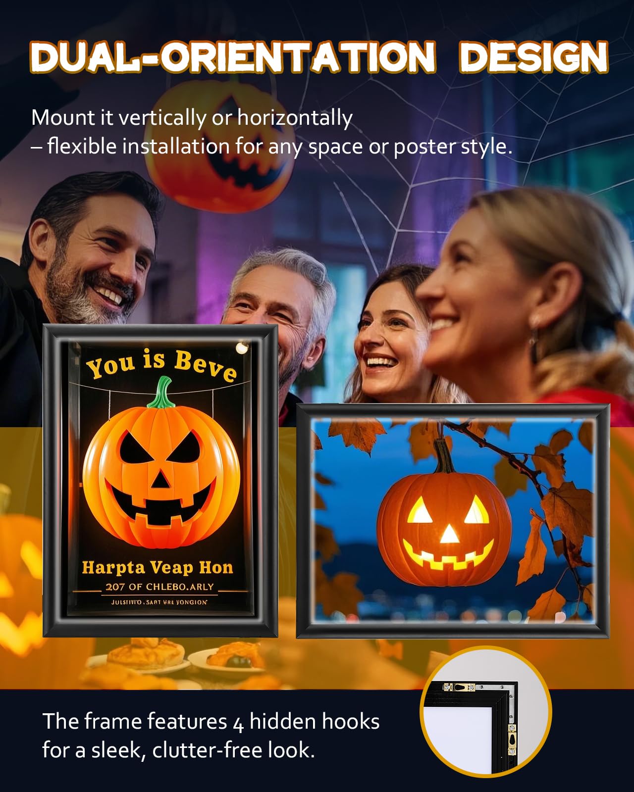 Spolehli Marco de póster LED de 18 x 24 pulgadas, marco a presión con interruptor de atenuación, retroiluminado, marco de póster de película en color negro, brillo ajustable, caja de luz LED para