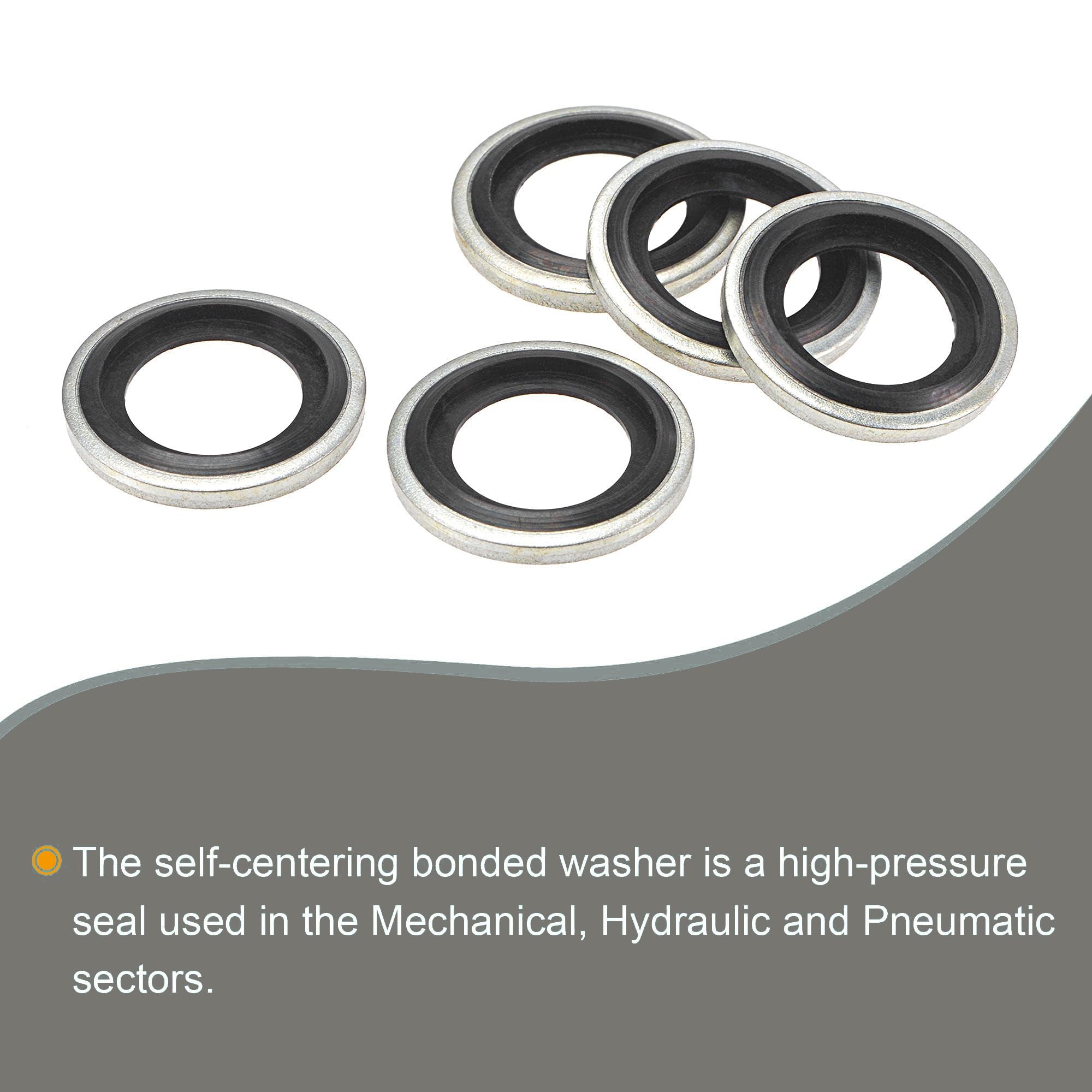 TA-VIGOR 50Pcs M14 Bonded Sealing Washers, 11.38 x 19.9 x 2mm Metric Flat Rubber Oil Ring Gaskets - Image 4