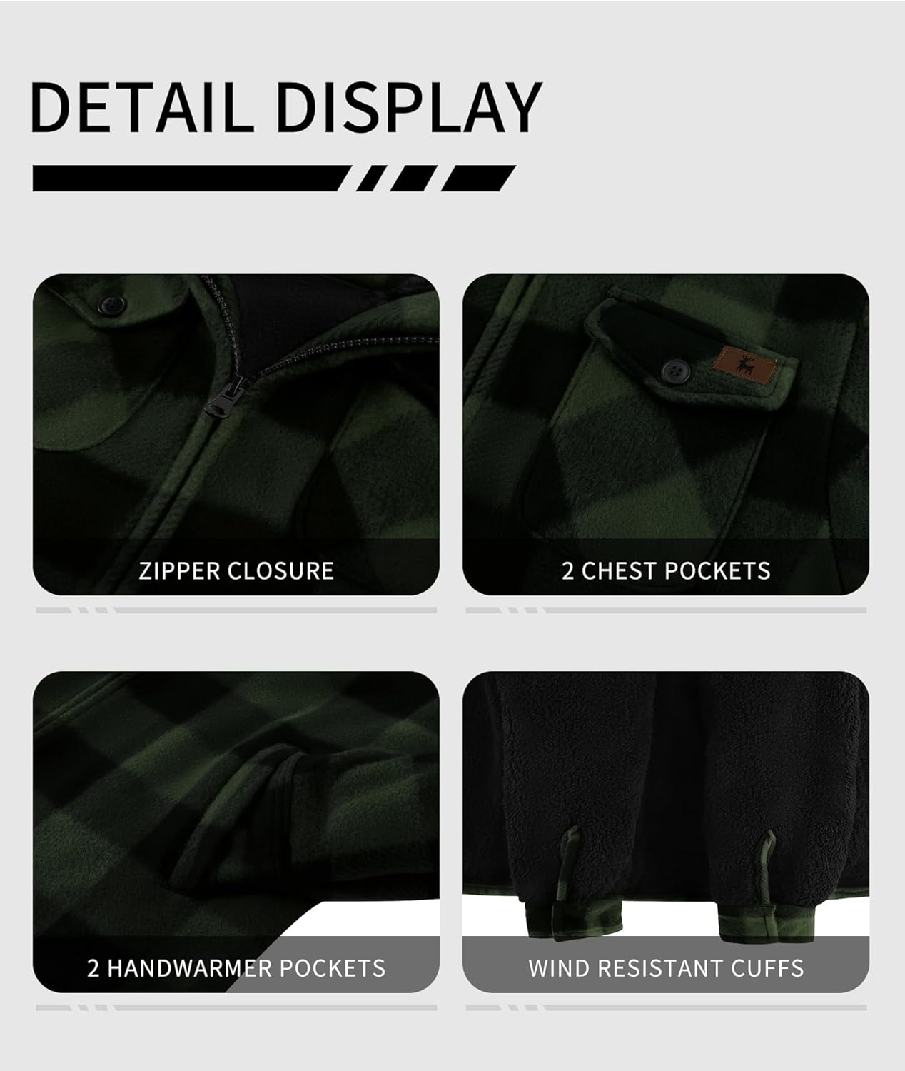 JACKETOWN Boys Fleece Jacket Kids Plaid Flannel Shacket Shirts Sherpa Hoodie Zip Up Sweatshirt Winter Coat 6-15 Years - Image 4