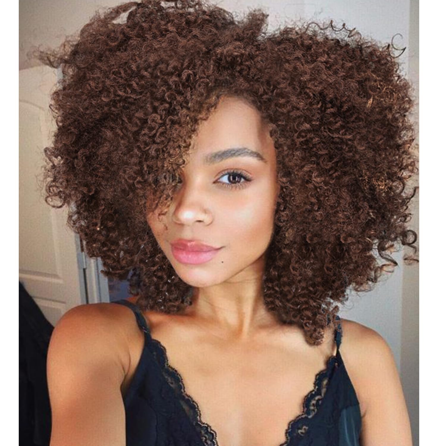 Quantum Love Short Kinky Curly Wigs Side Part Afro Curly Wig for Black Women Brown Twist Out African American Synthetic Wig30
