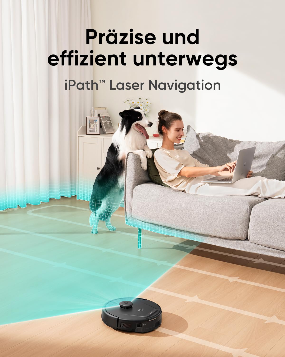 eufy L60 Saugroboter, Ultra Starke 5.000Pa Saugkraft, Staubsauger Roboter mit iPath Laser-Navigation, für gründliche Bodenreinigung, App-Steuerung(Generalüberholt)