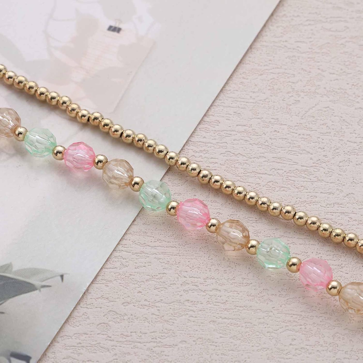 Vintage Layered Seed Bead Choker Necklace Gold Rice Bead Necklace Acrylic Chain Plastic Choker Neckclace Boho Jewelry for Women - Image 5