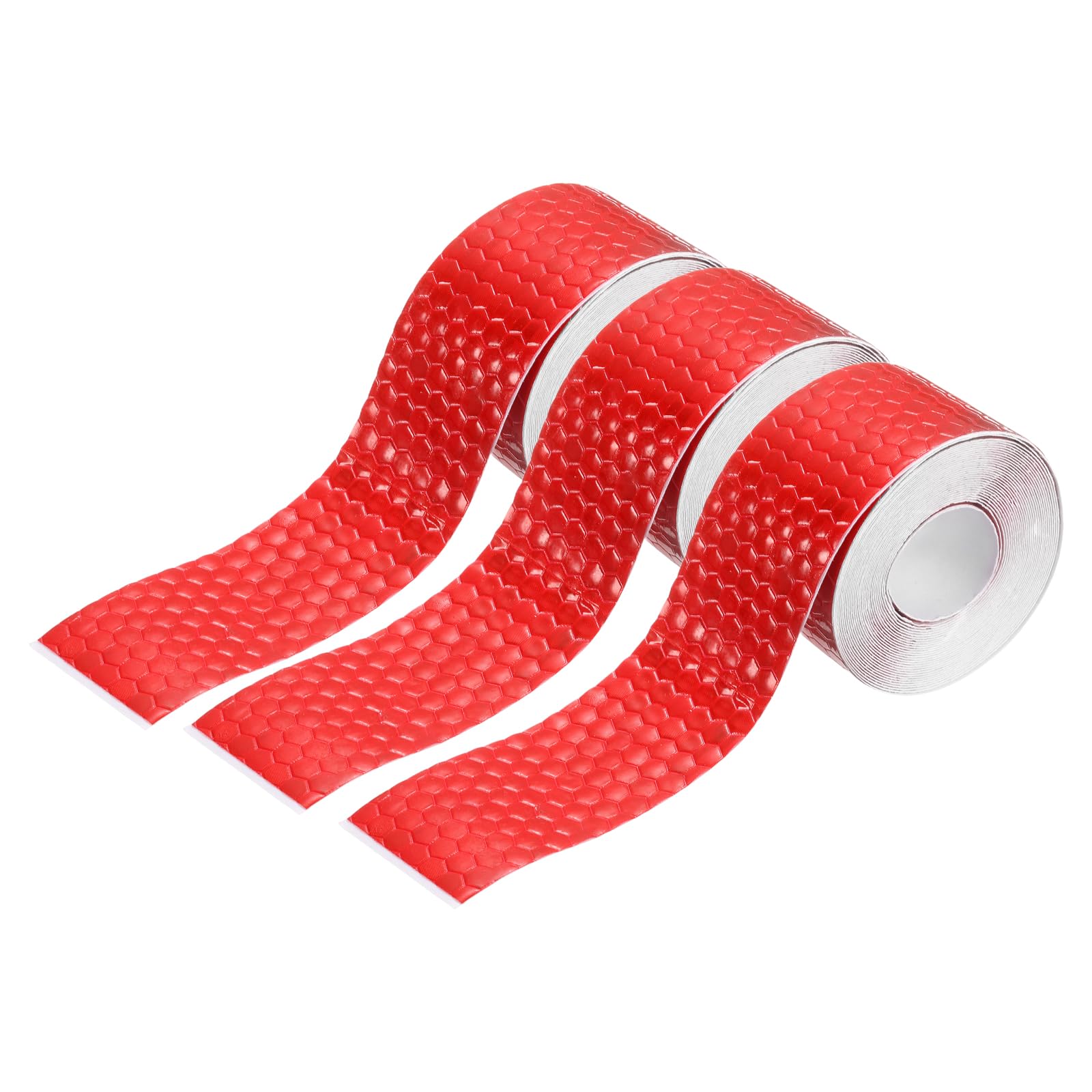 sourcing map 3 Rolls Reflective Tape 1" x 118" High Visibility Reflective Adhesive Stickers Outdoor Waterproof for Trailer Trucks Bike Car Motorcycle Helmet Mailbox, Red