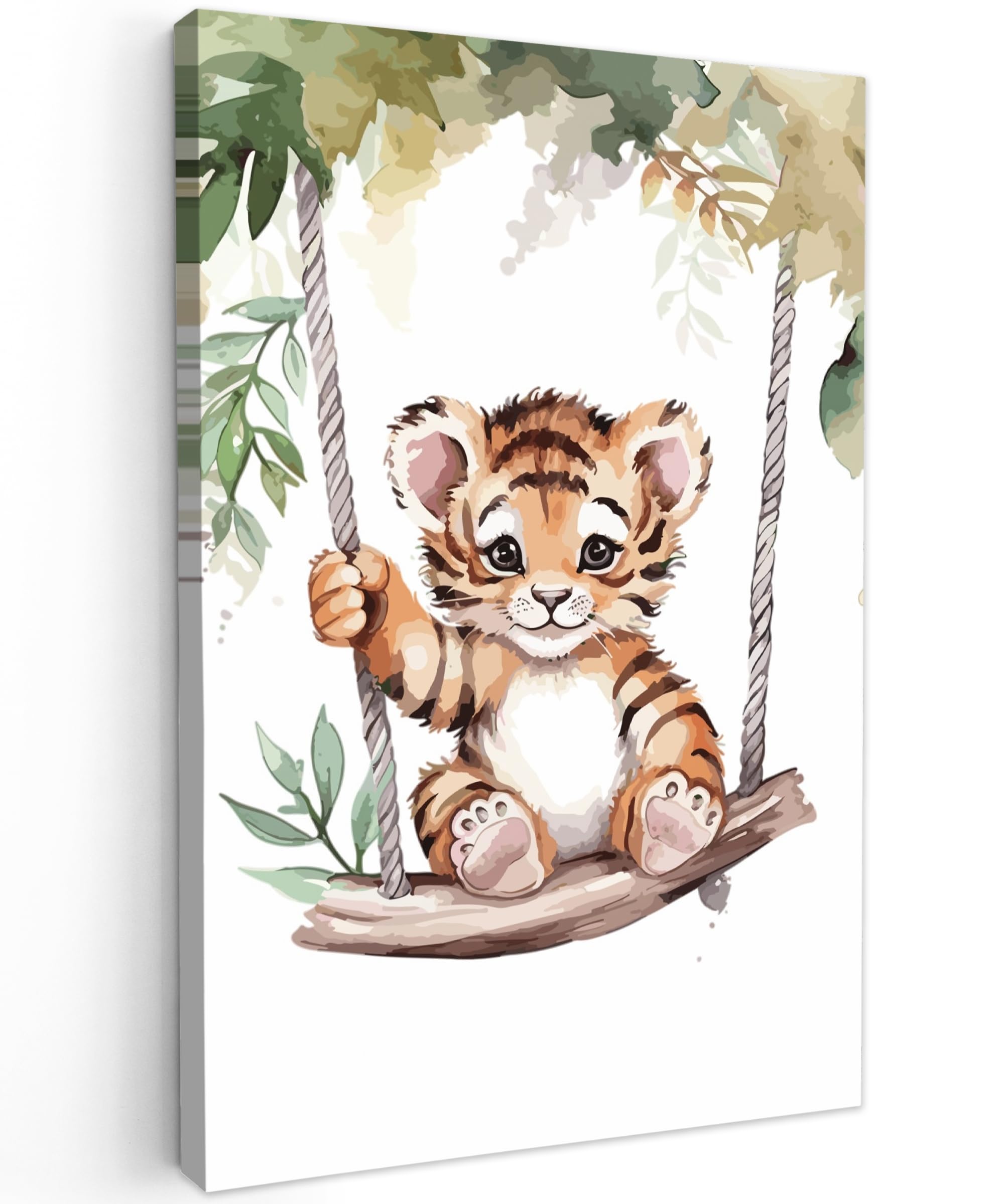 MuchoWow© Canvas Wall Art 16"x24" / 40x60 cm Home Decor Paintings for Living Room Decorations Gifts Hallway Tiger - Animal - Children - Jungle - Nursery - Baby room