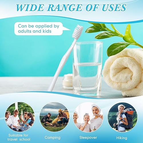 Miniatura 3 de Tessco Juego de 500 cepillos de dientes desechables envueltos individualmente, cepillos de dientes de cerdas suaves, cepillos de dientes de viaje a