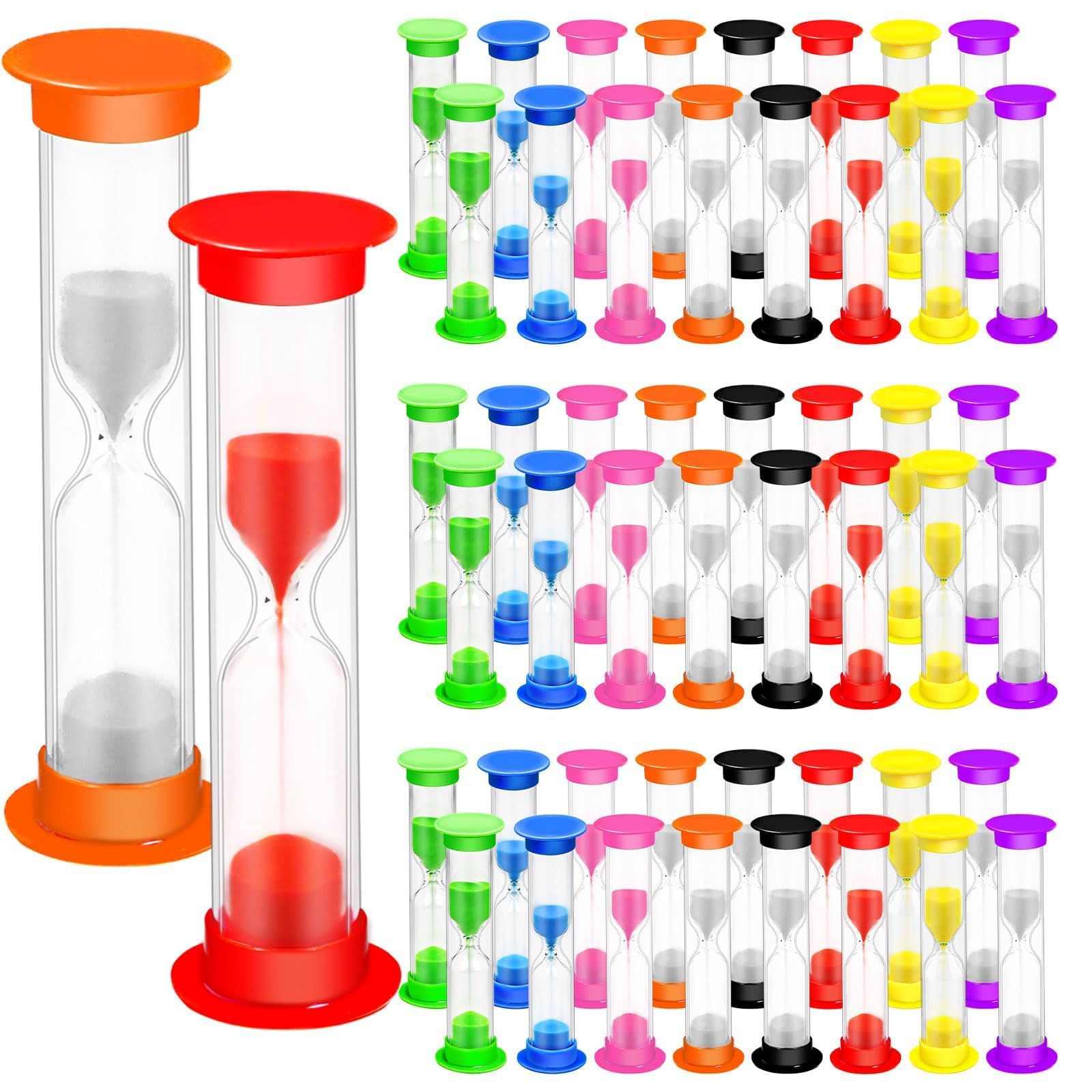 48 pezzi 2 minuti di clessidra per bambini, timer colorato per spazzolino da denti, piccola plastica Hourglass per aule, giochi, casa, scuola e ufficio