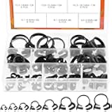 Rustark 48 Pcs 8 Sizes Hose Clamps Ratcheting Assortment Kit Heavy Duty Speedy Double Snap Grip Nylon Plastic Adjustable Fuel Line Clamp for Plumbing, Automotive and Mechanical Application (Black)