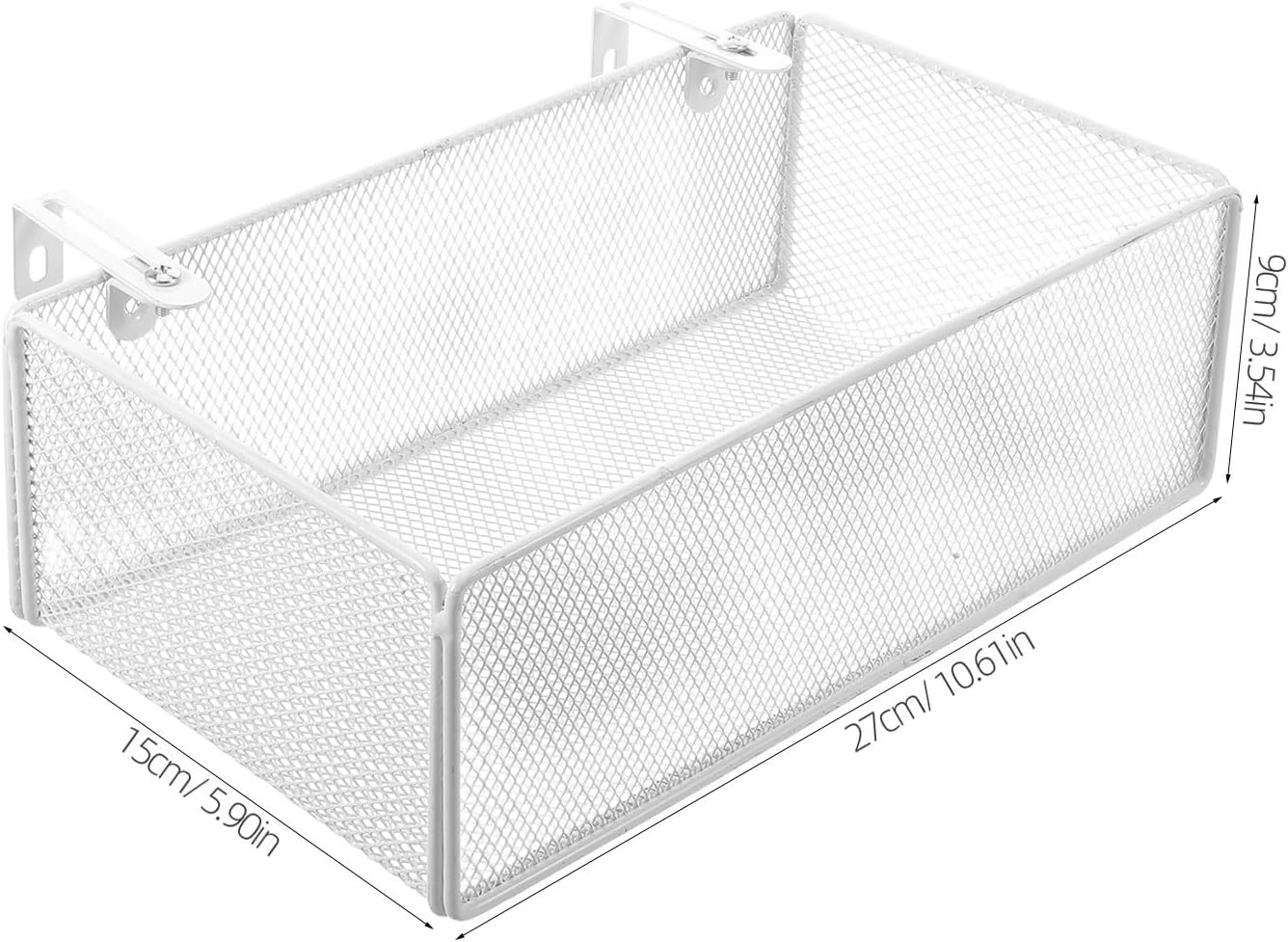 UKCOCO Bedside Caddy Shelf Organizer - Adjustable Bunk Bed Caddy Holder - Metal Hanging Basket for College Students Room, Dorm Room Side Shelf 10.6x5.9x3.5in White