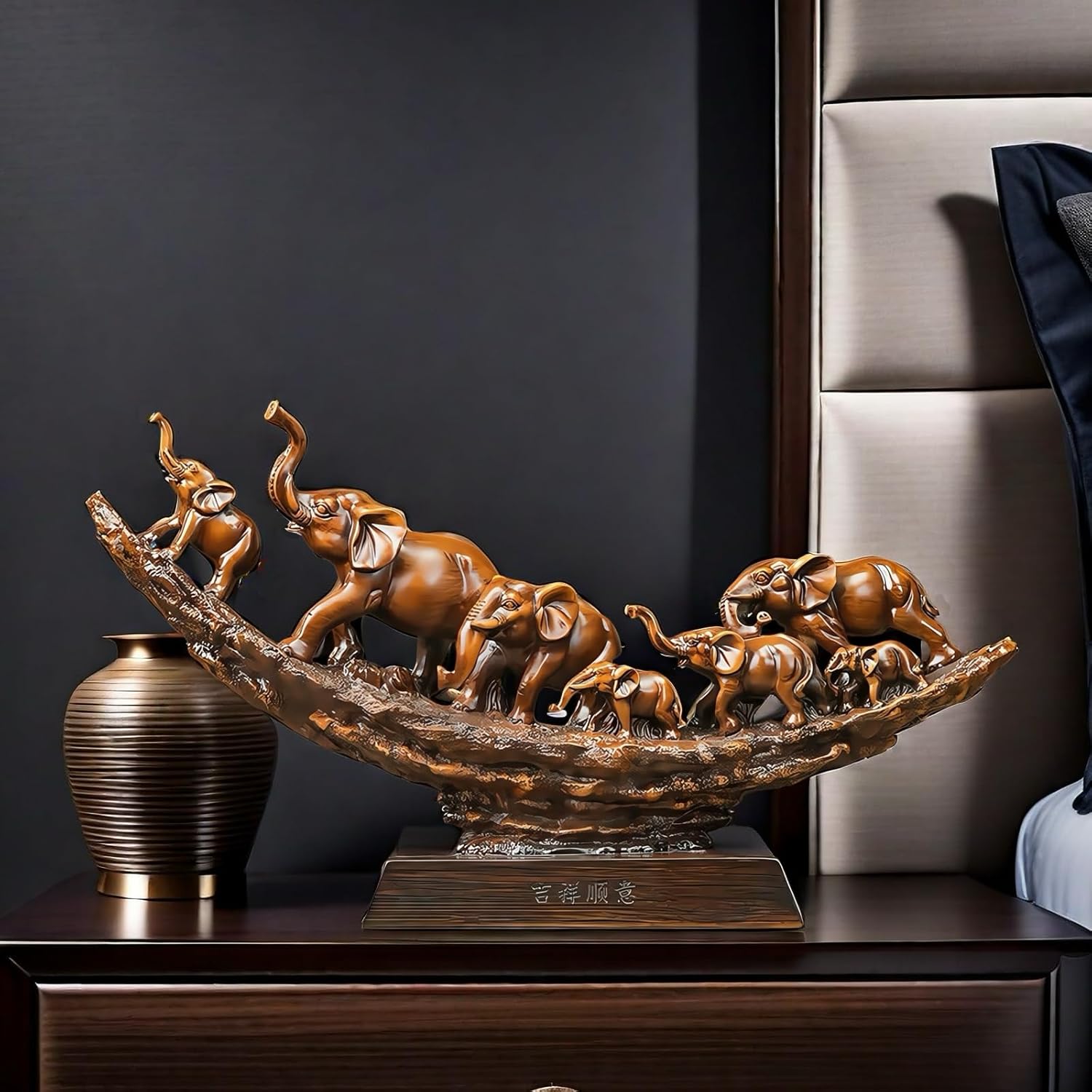 Elephant Herd with Babies Statue Elephants Family Frgurines Sculpture for Home Office Living Room Desktop Decoration Figurines Indoor Feng Shui Decor - Image 3