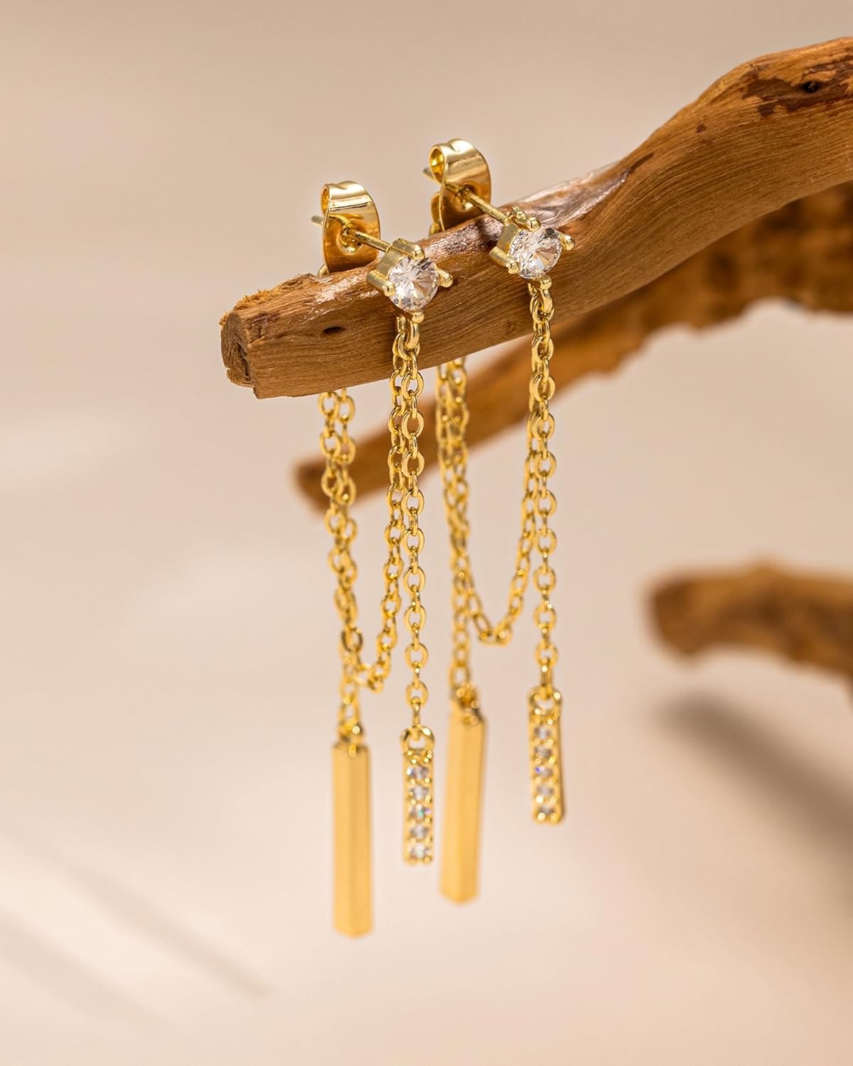 Dangle Earrings for Women - 14K Gold/White Gold/Rose Gold Plated Butterfly Heart Star Hoop Chain Long Tassel Cubic Zirconia CZ Dangle Earrings - Image 5