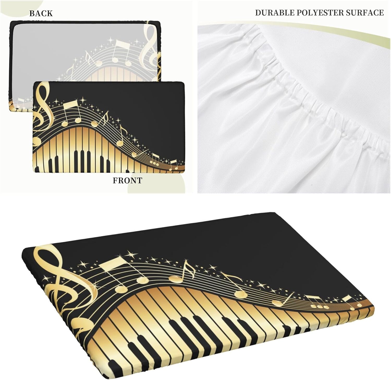 (Novel Music Note) 4 FT Rectangular Fitted Tablecloth with Elastic Edge Waterproof Table Cover for Indoor Outdoor Use image 4