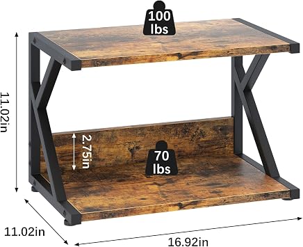 Garden 4 you Desktop Printer Stand,2 Tier Under Desk Printer Trolley, Multi-Purpose Printer Cart Organizer,Wooden Storage Shelf with 4 Wheels for Folders,Books,for Fax Machine, Scanner (brown)
