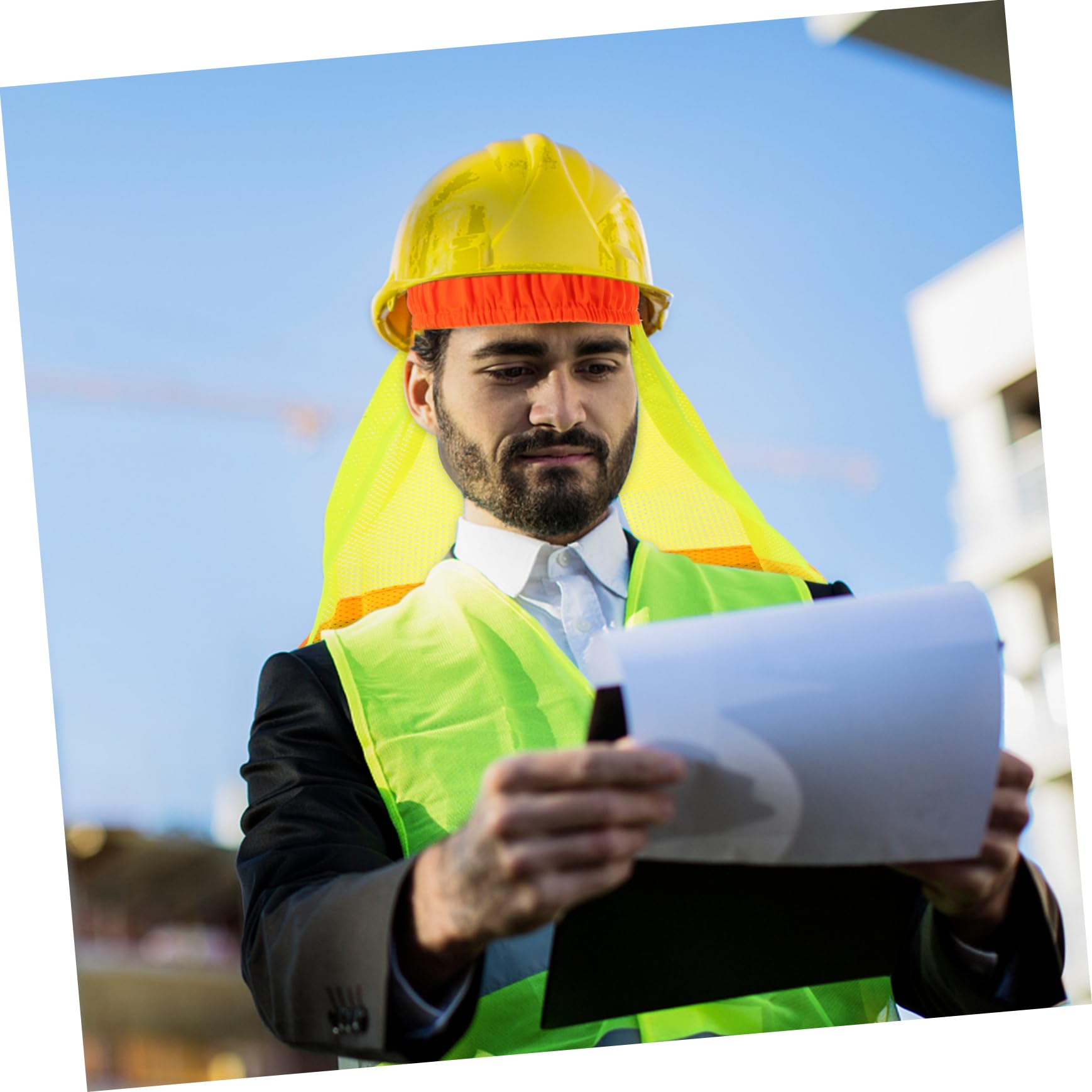 UKCOCO Malla De Alta Visibilidad Hombres Sombrero De Protección UV Sombrero De Malla para El Sol Alto Tapa Reflectante Protección Solar Tela De Sol Escudo De ala Completa