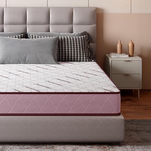 GODREJ INTERIO Mattress Restomagic Latex 6 Inch King Size Mattress (78 x 72 x 6), 5-Years Warranty, White and Wine