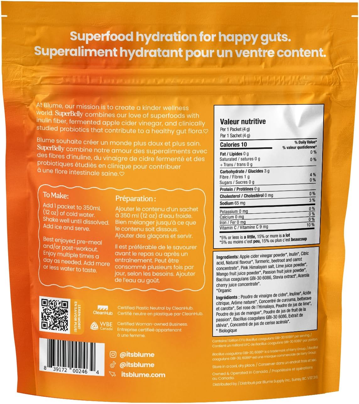 Blume SuperBelly Packets, Sugar-Free, with, Apple Cider Vinegar- Mango Passion Fruit, 15 Sticks - Canadian Brand - Image 5