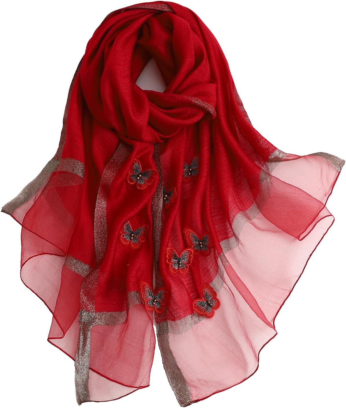Isurrender Silk Embroidered Long Scarf Lightweight Wrap for Evening Party Fashion Pashmina Shawl Wraps for Women Formal - Image 2