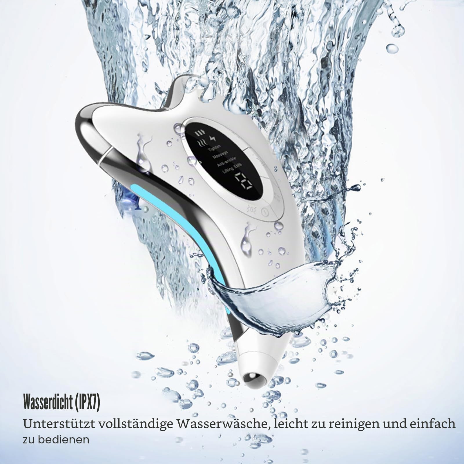 EMS Gua Sha Elektrisch, Gesichtsmassagegerät mit Wärme & Vibration & LED Blau/Gelb/Rot Licht, 4 Modi 9 Intensitätsstufen Massager Gerät Für Gesicht Hals Anti Falten, Anti Aging, Face Lifting