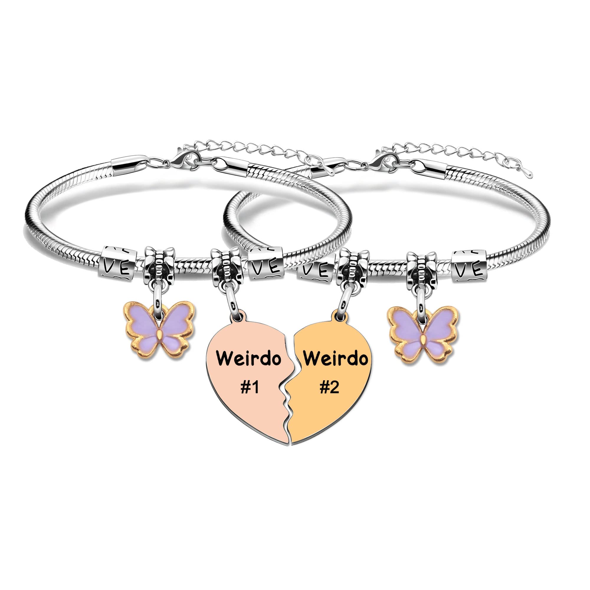 2 Pcs Weirdo#1 Weirdo#2 Women Bracelets for Best Friends Sisters Mother Daughter Cousins Best Partners Birthday Gifts Christmas Gifts